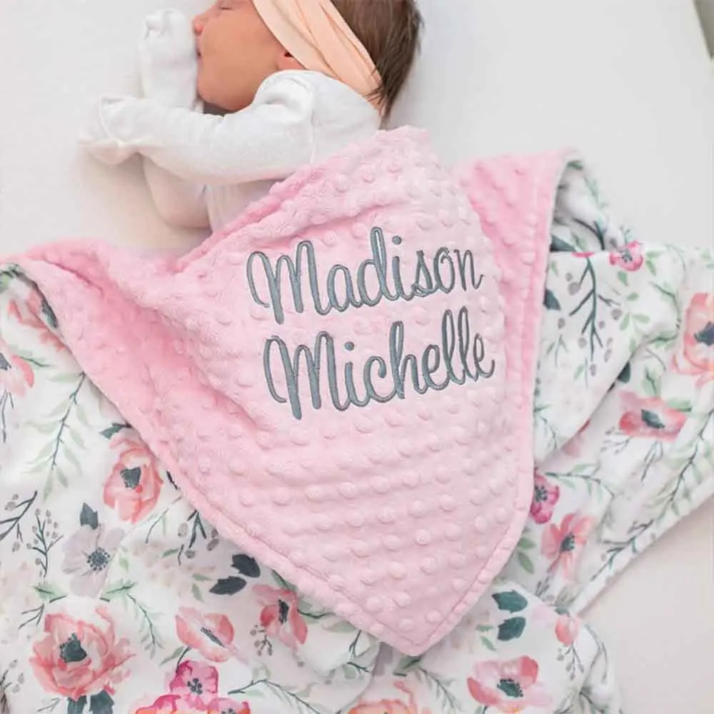 Personalized Logo New Flower Bean Blanket, Soothing Newborn Baby Blanket, Embroidered Baby Air Conditioning Blanket, Newborn Gif