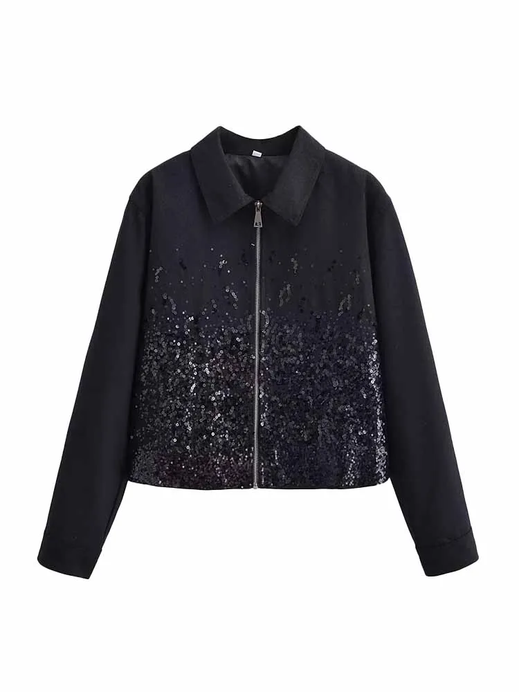 

HH Woman Spring Fashion Long Sleeves Bead Decoration Same Style For Men And Women Short Jacket Female Casual Street Style Coat