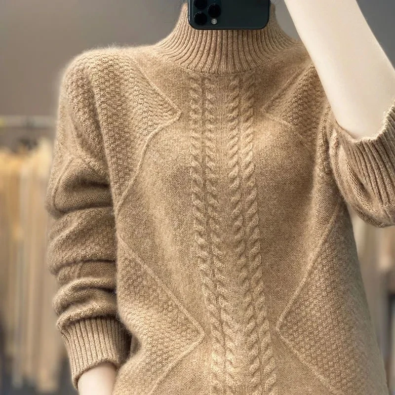 

2024 New Autumn Winter Women Sweater Korean Fashion Warm Bottoming Shirts Turtleneck Basic Knitwear Solid Long Sleeve Pullovers