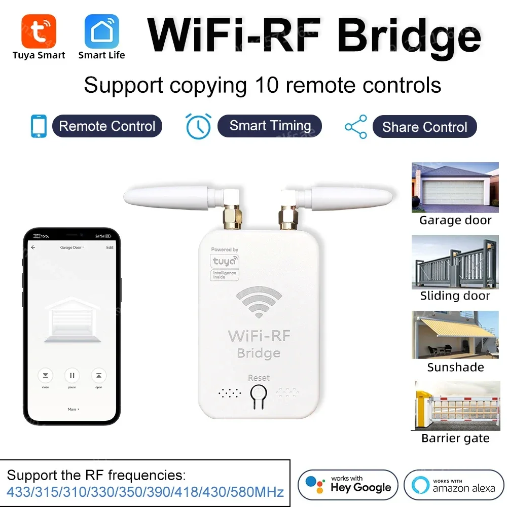 

ZSVIOT Tuya Smart Wifi RF Duplicator Remote Control Copy For Electric Door Rolling Door Curtain Awning Sunshade Remote Control