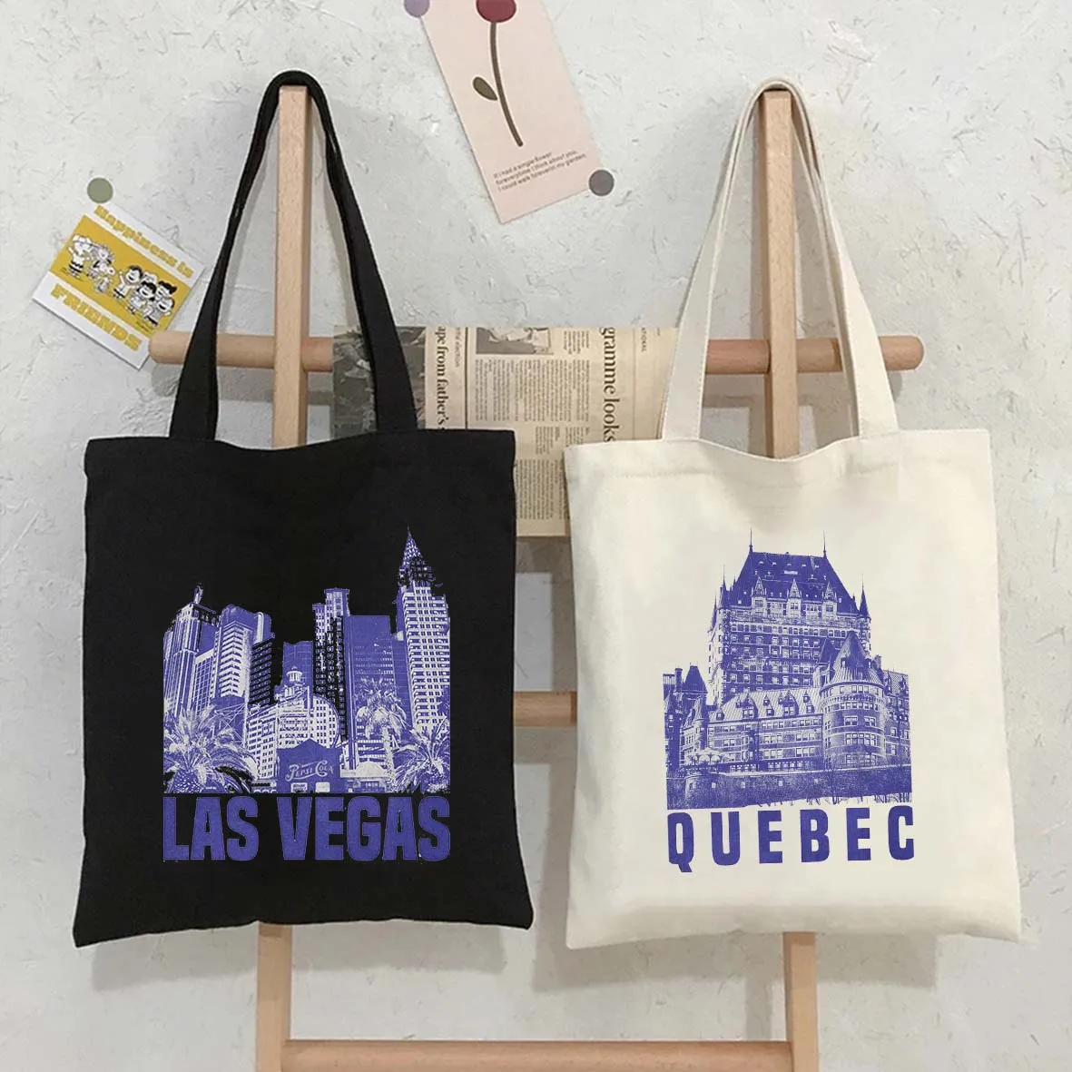 World Travel Tokyo Rome PARIS Bali Bangkok Berlin Chicago Dubai Copenhagen Dortmund Dusseldorf Canvas Totes Bag Shopper Handbags