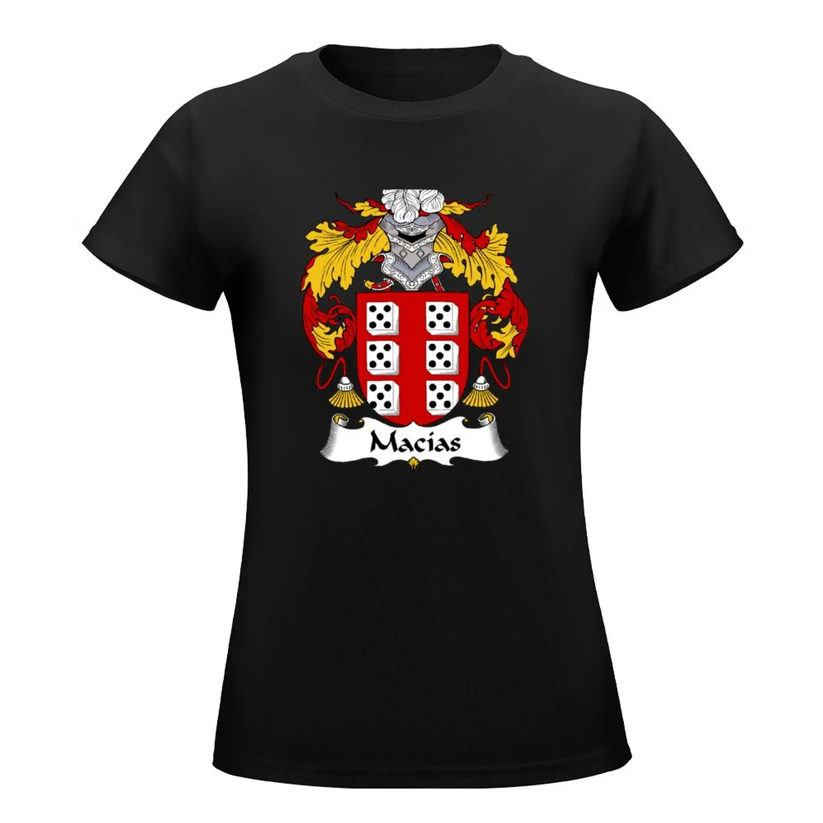 Macias Coat of Arms/ Macias Family Crest T-Shirt plus size tops vintage funny t-shirt dress for Women plus size sexy