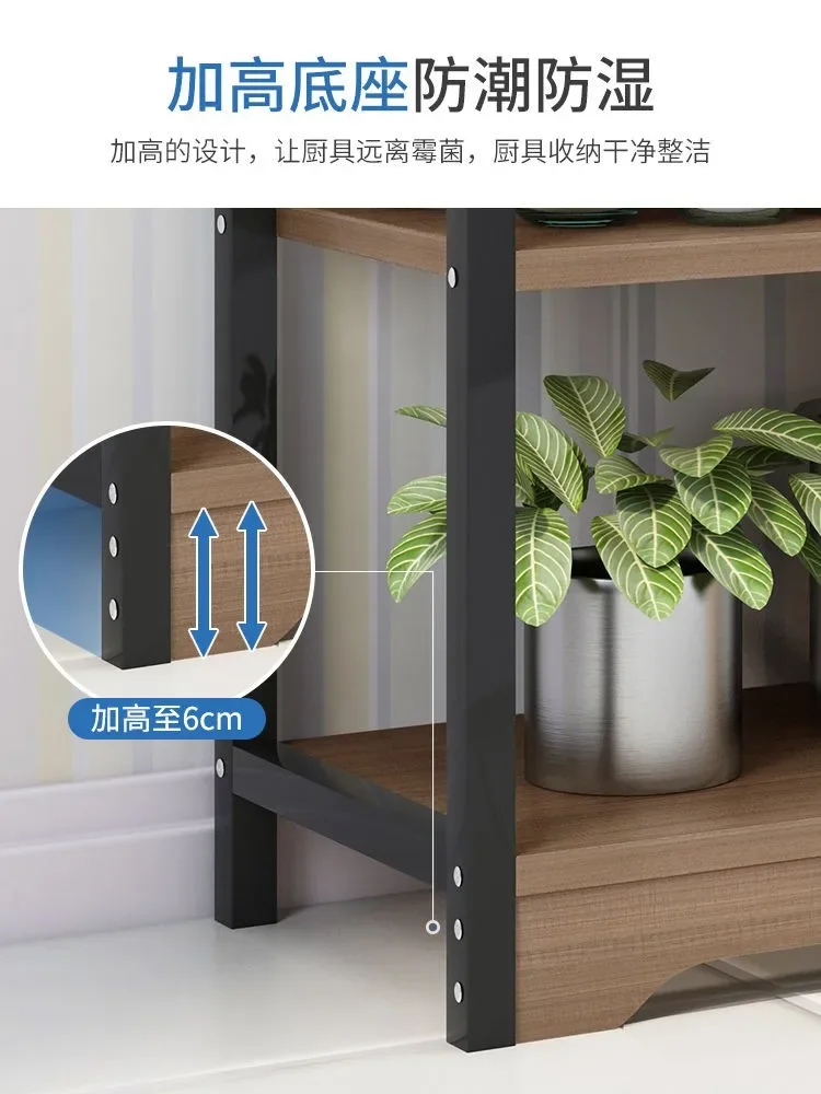 Kitchen storage rack, floor to floor, multi-layer household small storage rack, multifunctional microwave oven, pot