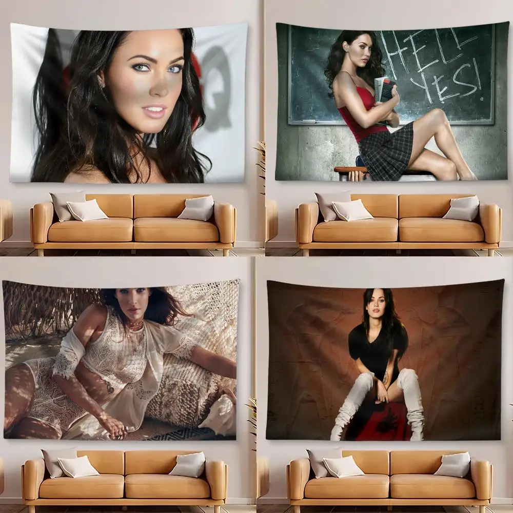 Actress M-Megan Fox Tapestry Custom Home Living Room Bedroom Wall Decor Wallpaper Backdrop Cloth With Clips