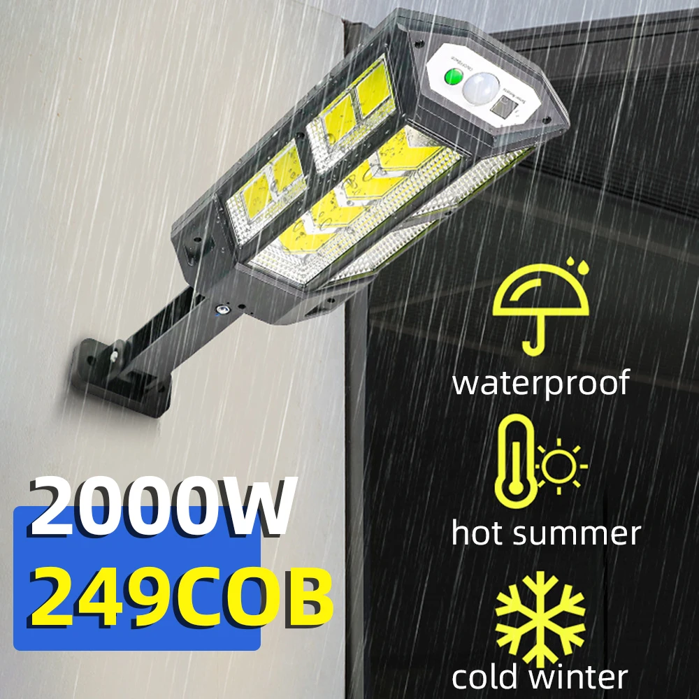 

2000W Solar Powered Led Wall Light Outdoor 249 COB Motion Sensor Waterproof IP65 Lighting for Garden Yard Street Lamps