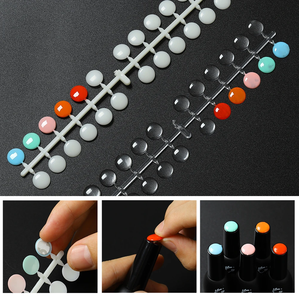 TP 120pcs Nail Polish Display Table With Stickers Polka Dot Color Card Nail Display Board Clear/Nature Color Card Nail Art Tools