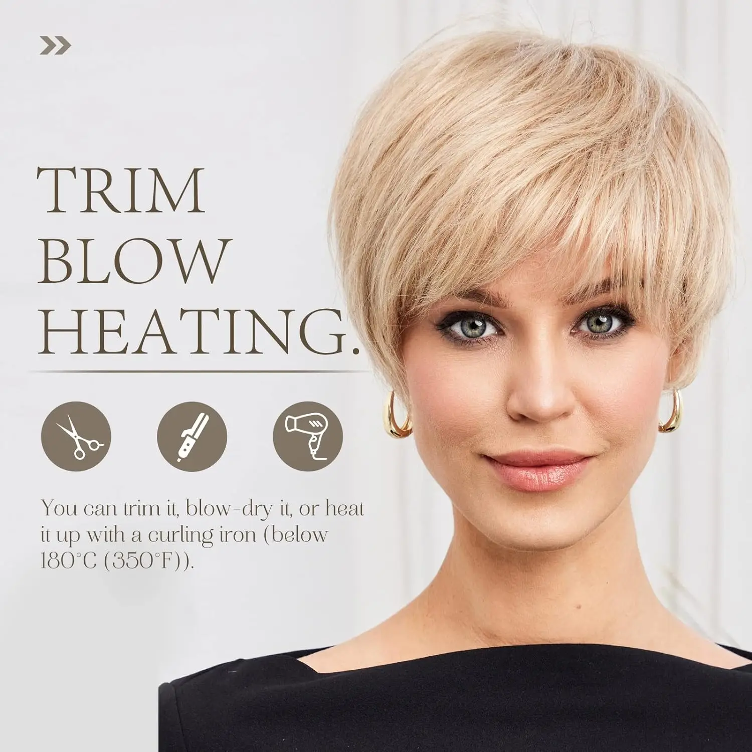 Haar würfel Echthaar Perücken Pixie Cut gerade Perücken mit Knall cremig blond geschichteten kurzen Bob Perücke für Frauen Echthaar Perücke