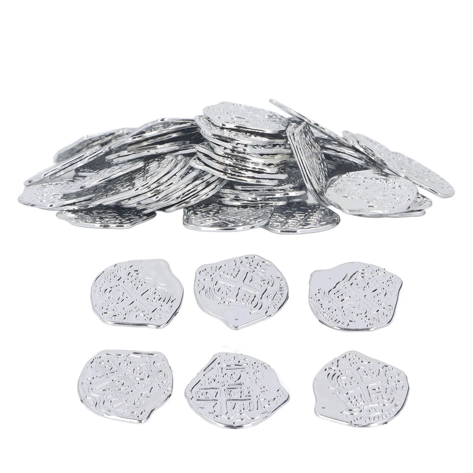 100pcs Pirate Coins Decor High Simulation Special Patterns Festival Decorative Coins for Halloween Party