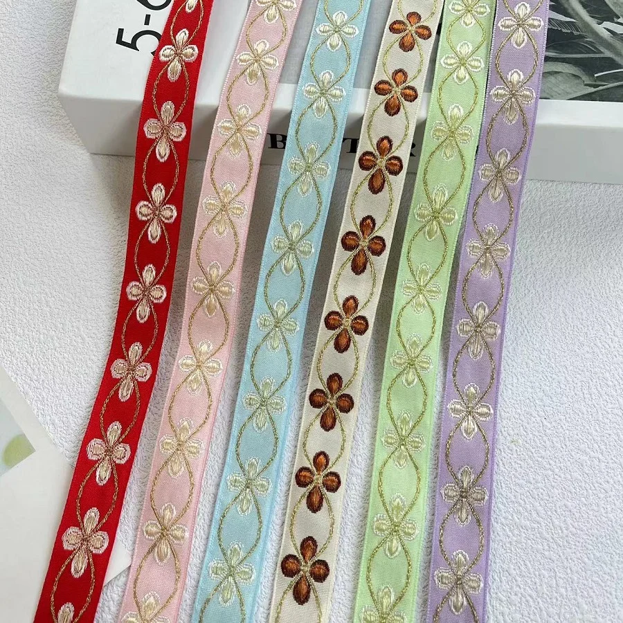 10 Yards/lot Ethnic Style Webbing Woven Jacquard Ribbon Flower For Garment Accessories LS-2248 Width 2 CM