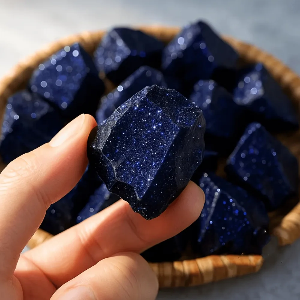 

1pc/3pcs/5pcs Natural Raw Blue Sandstone Deep Blue Flashy Gemstone Raw Mineral Specimen for Home Bedroom Adornments