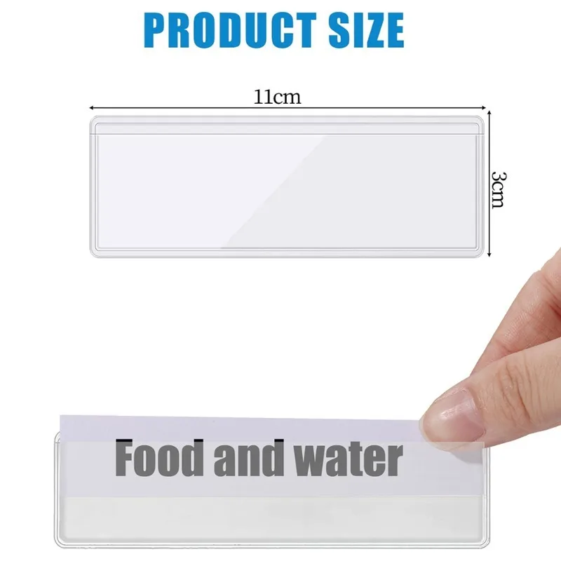 4-60PCS Clear Self-Adhesive Label Bag Identification Cards Holder Shelf Tag Pocket Label Holder Classification Warehouse Storage