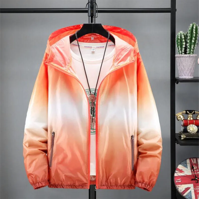 

2024 New Sunscreen Jacket Skin Clothing Women Short Hooded Outdoor Gradient Colorbre Breathable Thin Coat Couple Outfit