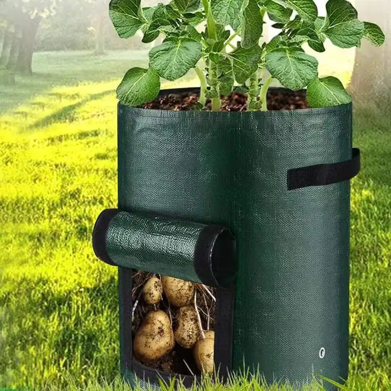 1PC Garden Potato Grow Bag PE Fabrics Gardening Thicken Pot Vegetables Planter Tub with Handles and Access Flap