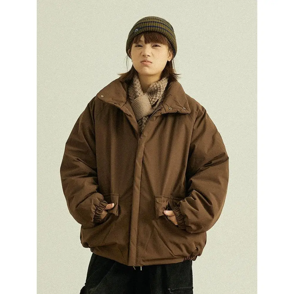 

Зимняя хлопковая куртка с теплым наполнителем, воротником-стойкой, рабочая одежда для мужчин и женщин, полиэстер, длинный рукав, застежка-молния