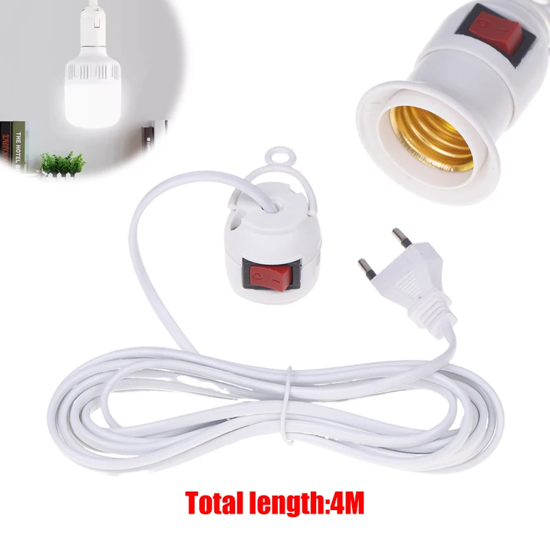 

EU Plug 4M Power Cord Cables E27 Lamp Base Holder With Switch For Pendant Led Bulbs Fixture Hanglamp Suspension Socket