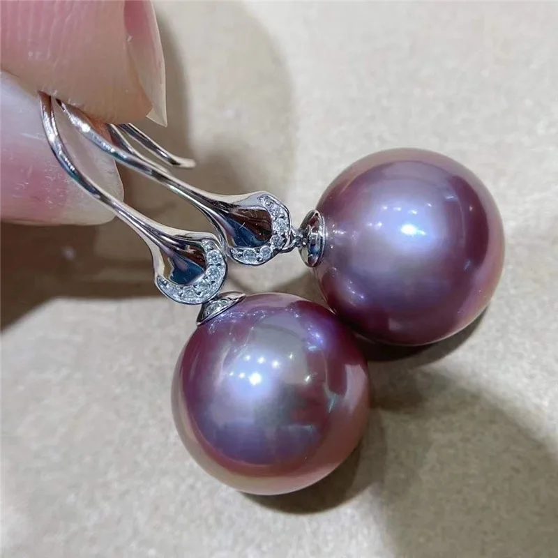 charming huge 16mm south sea purple shell pearl earring  925 sterling silver  earrings for women  pearl earrings