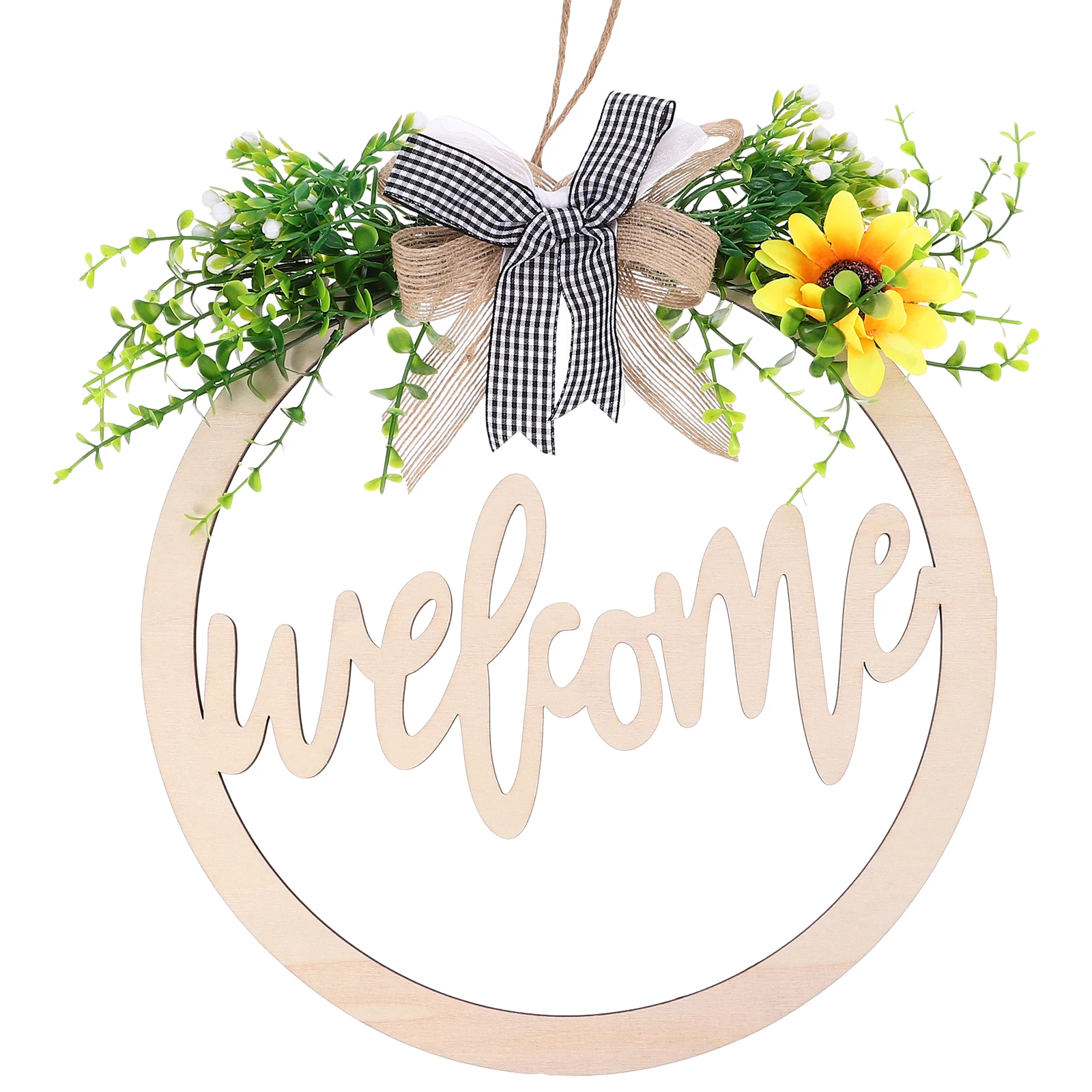 

Artificial Fake Plant Wreath for Home Wedding Decorations Cotton Tassel Wall Background Photoshoot Holiday Atmosphere Front