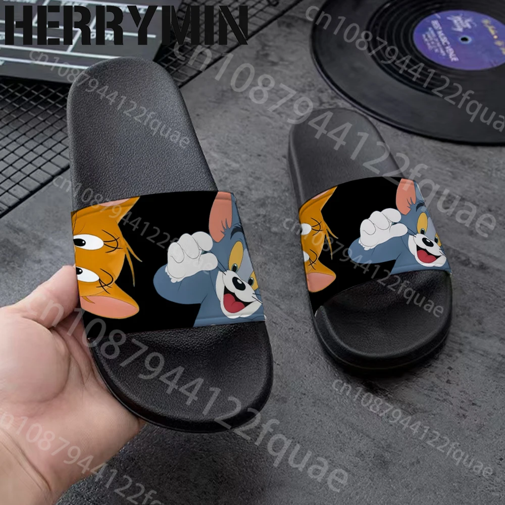 Tom Jerry Couple Printing Rapper Slippers Men Summer Anti-Slip Outdoor Casual Light Beach Sandals Household Slippers Students