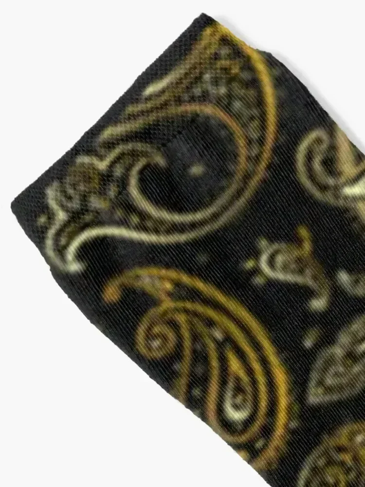 black and gold paisley Socks winter gifts gym Argentina professional running Designer Man Socks Women's
