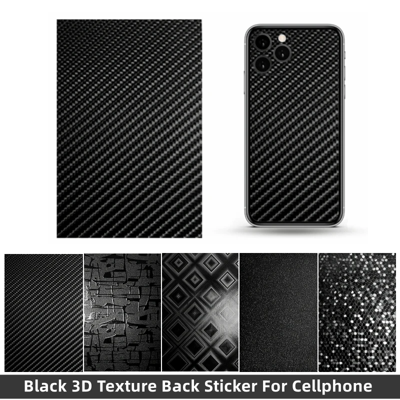 

50pcs Black Carbon Fiber Back Film For Phone Screen Protector Universal 3D Decorative PVC Back Sticker For Blade Cutting Machine