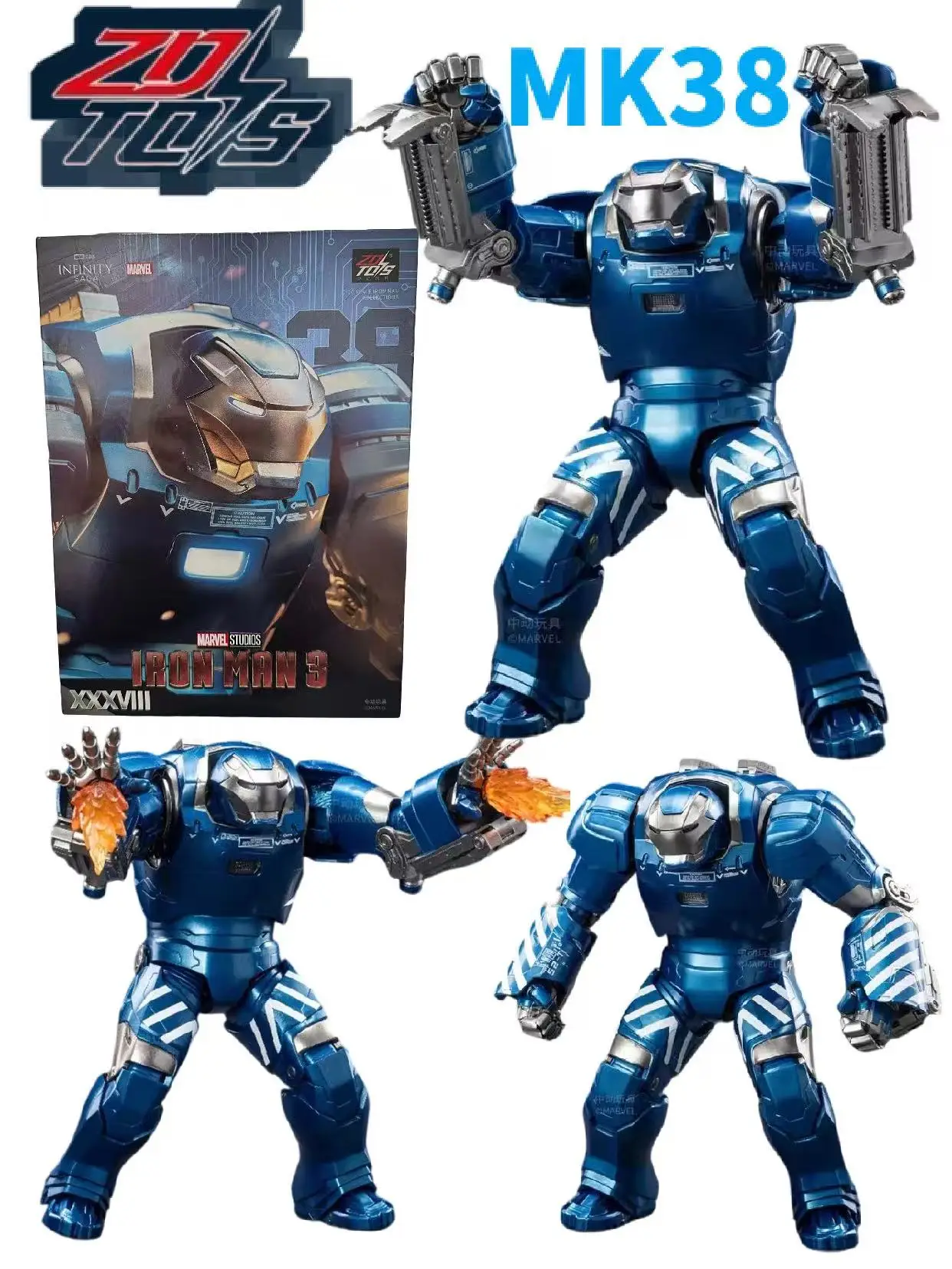 

ZD Toys Серия Железного Человека, подвижный шарнир, последний горячий предмет MK38, киноверсия, экшн-фигурка-22 см, 7 дюймов, MarkDolls