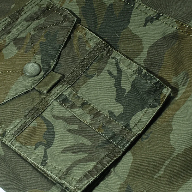 Summer Men\'s Cargo Shorts Multi Pocket 100% Cotton Beach Shorts Men Clothing Camouflage Casual Shorts Tooling Shorts A5F1606