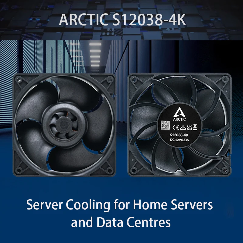 ARCTIC S12038-4K Server Fan, 120x120x38 mm, Speed 600 - 4000 RPM, PWM Regulated, 4-pin Connector, 12 V DC, Rack Cooling Fan