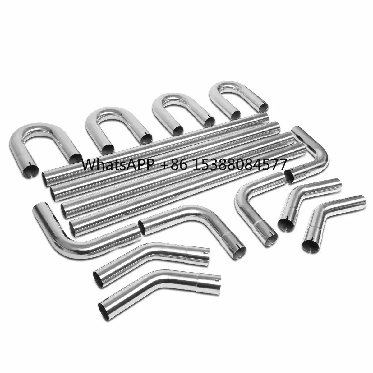 PINOMETAL Universal 16 Pcs 2.5 Inch 3 Inch Stainless Mild Steel DIY Exhaust Pipe Tubing Mandrel Straight U Bend Kit