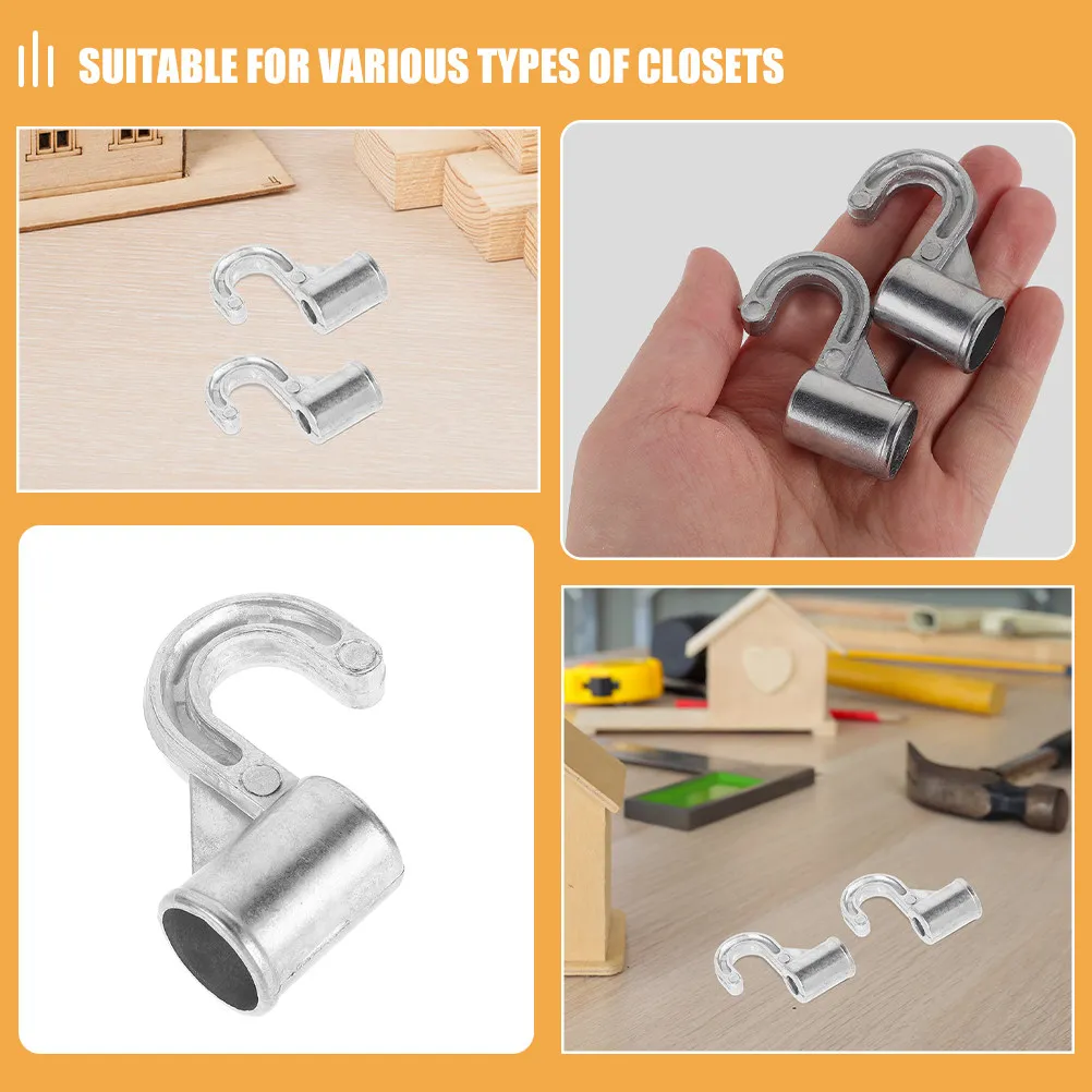 4Pcs Metal Closet Hooks Thickened Aluminum Alloy Heavy Duty Wardrobe Rod Hooks Closet Space Saver Hanger Connectors for Clothes view 3