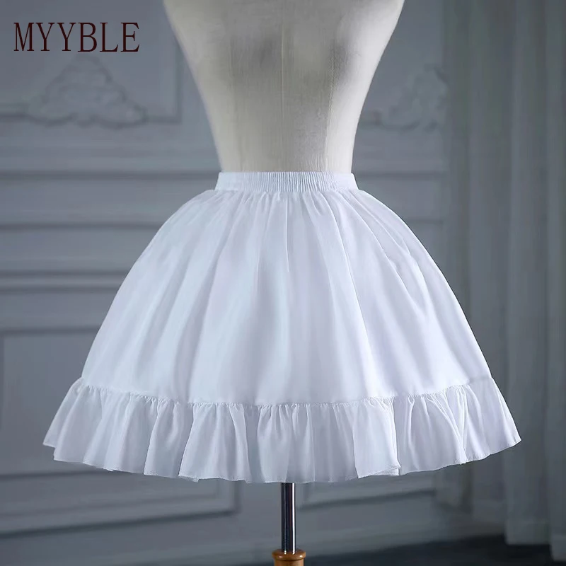 

Customized Lolita Cosplay Short Petticoat Ruffles Single Hoop Crinoline Underskirt Elastic Waist Bridal Wedding Skirt Slips