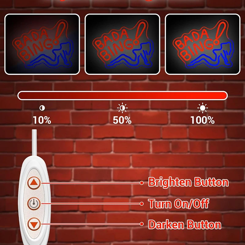 Bada Bing Girls LED Neon Sign for Wall Decor Dimmable Switch Lady Light USB for Mens Cave Bar Club Party Bedroom Decoration