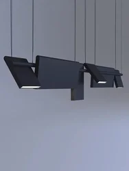 Nordic Rotatable Long Strip LED Chandeliers Minimalist Office Showroom Novelty Art Lamp Lighting Dining Room Bar Hanging Lamps