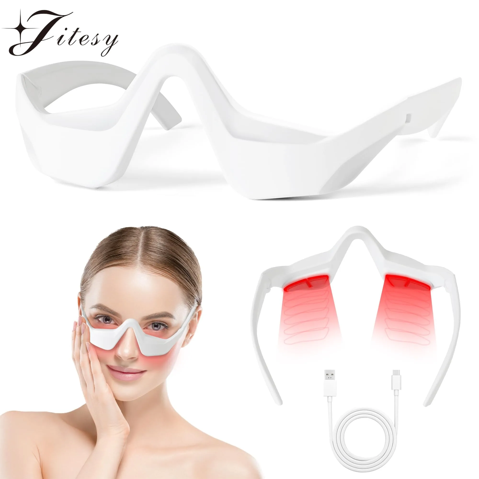

Eye Massager 3D Eyes Relax Massager Fatigue Under Eyes Red Light Therapy Relief Lighten Dark Circles Smooth Fine Line Eye Care