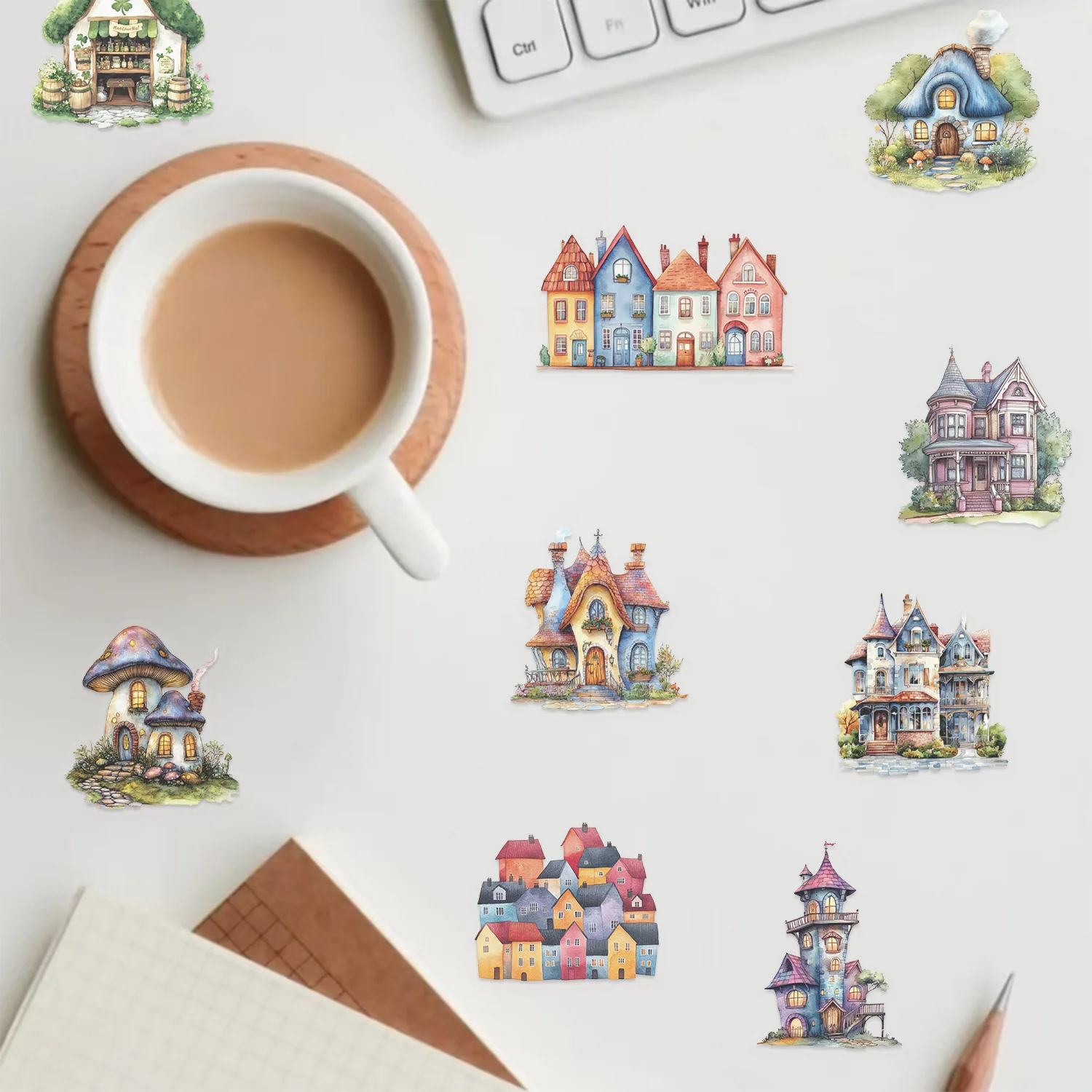 50 PCS 투명 PET 동화 성 스티커 방수 편지지 만화 집 장식 기타 스티커