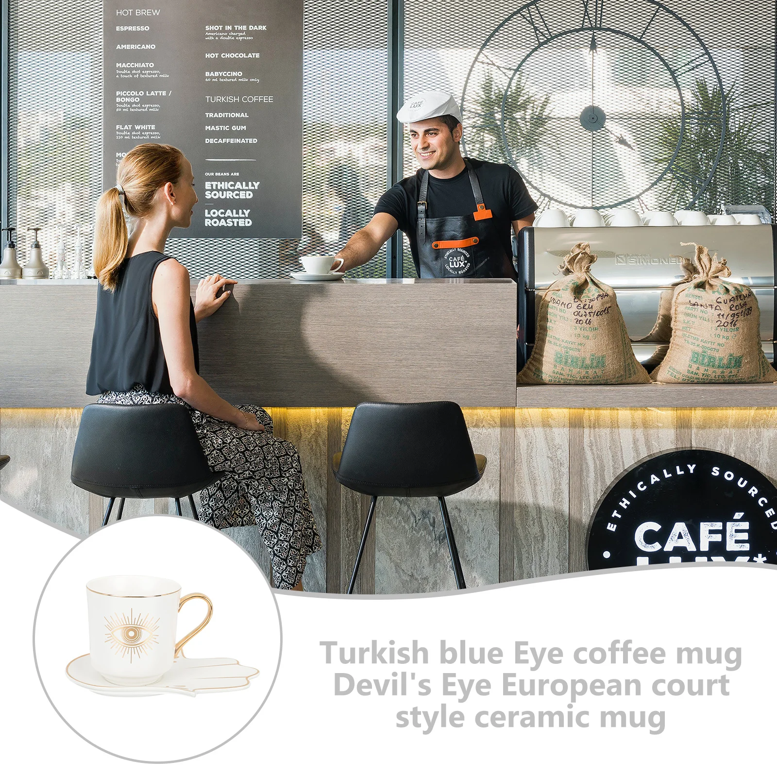 

1Set Coffee Mug European Style Milk Drinking Cup with Saucer Ceramic Drinkware Practical for Home Cafe Office