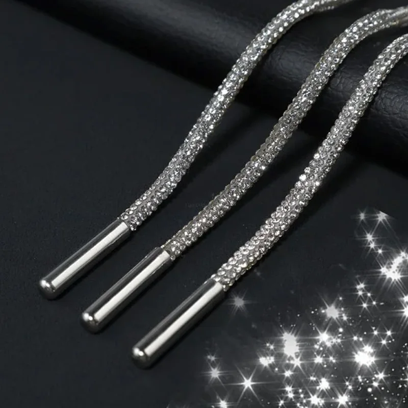 1 Pc Rhinestone Shoe Lace Luxury Diamond ShoeLace Bright String Cross Braiding Strap DIY Drawstring 120cm