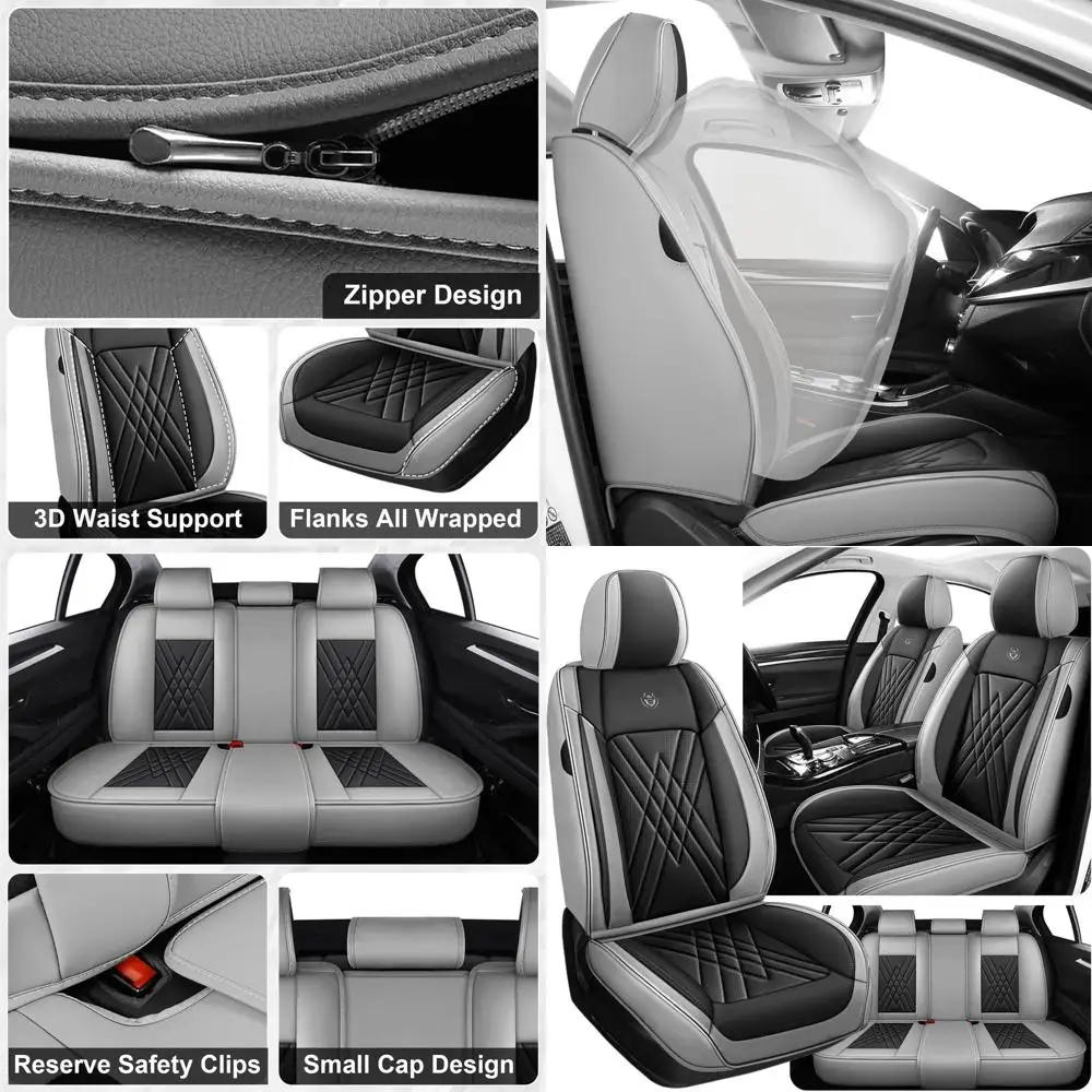 

Чехлы на автомобильные сиденья, подходящие для Toyota Camry 2012-2026, 3D-поддержка талии и кожа наппа премиум-класса, водонепроницаемые, устойчивые к царапинам (черный Gr