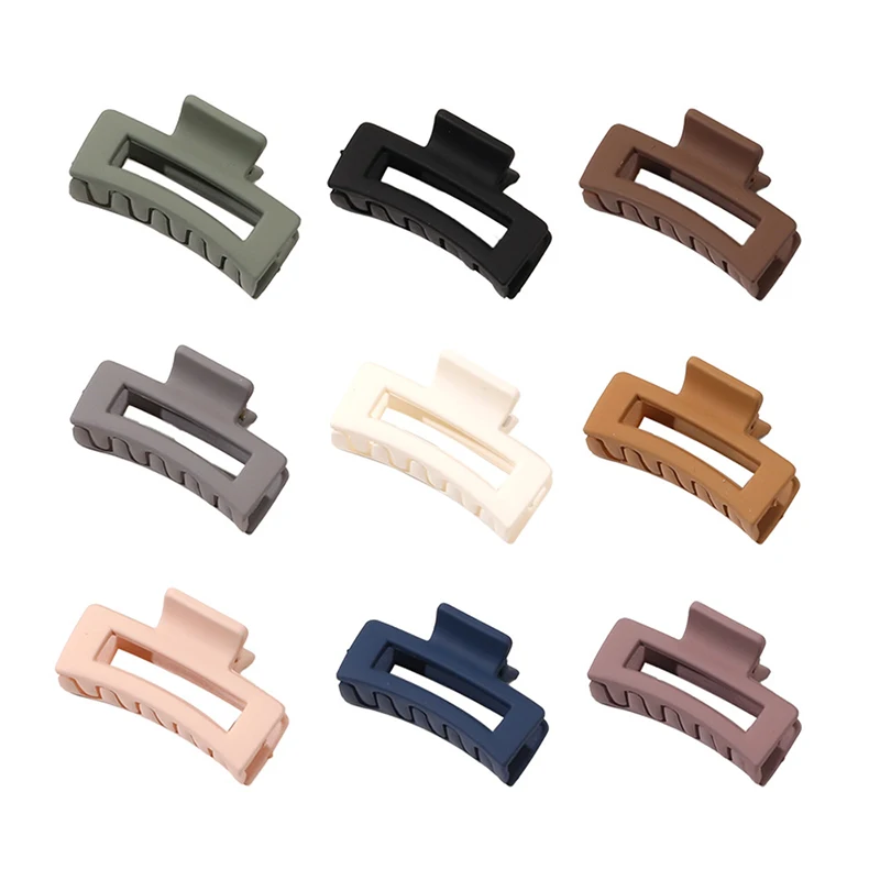 Small Size Korean Women Girls Plastic Hair Claws Morandi Color Square Mini Grab Clip Matted Frosted Hairpin Crab Barrette Korean