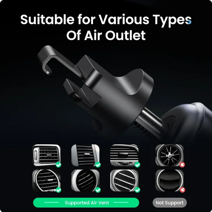 Soporte para teléfono UGREEN en el soporte para teléfono móvil con clip para salida de aire del coche Soporte GPS para iPhone 15 14 Soporte para teléfono para automóvil