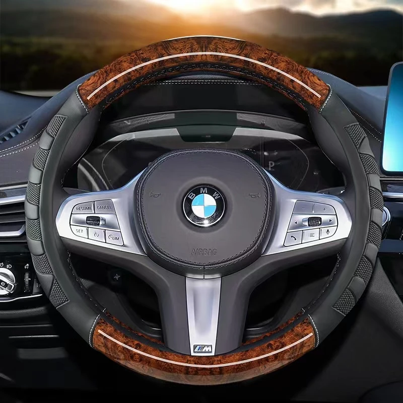 

Mahogany Wood Grain Car Steering Wheel Cover For BMW X1 X2 X3 X4 E84 F84 F39 E83 F25 G01 F97 F26 G02 F98 Auto Accessories