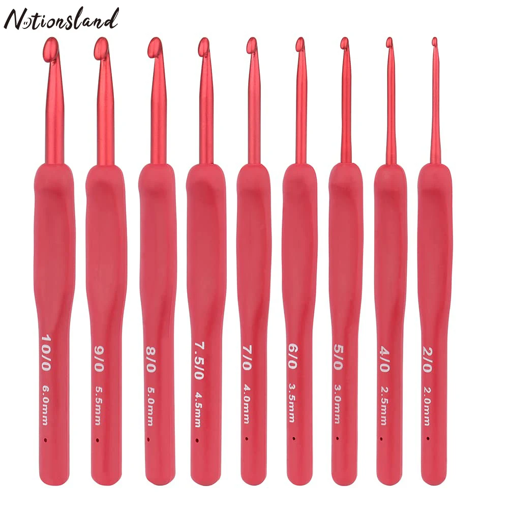 

9pcs/set 2.0-6.0mm Handle Crochet Needles Smooth Crochet Hook DIY Hand Craft Yarn Weaving Tools for Making Socks Scarf