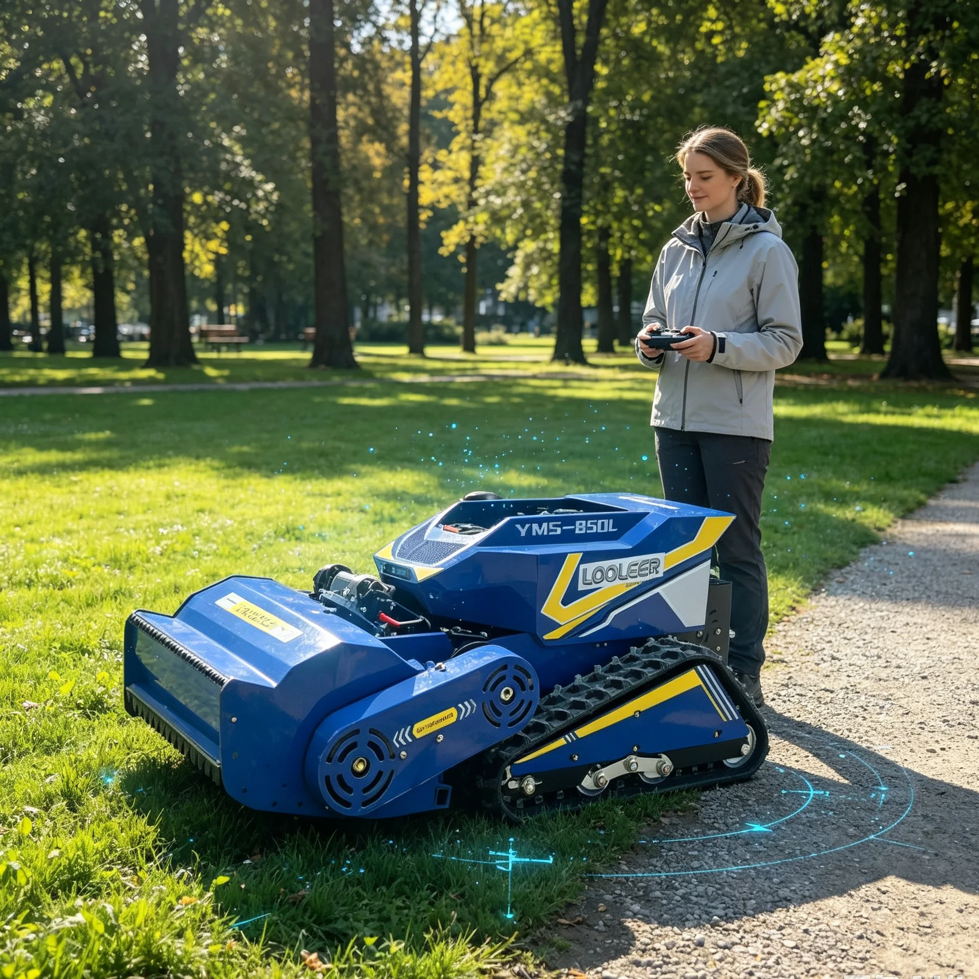 Customized Urban Park Greenbelt 1000SM Self‑Propelled Lawn Mower, Premium Blue Shell, Optional Upgraded Industrial Wireless Remo