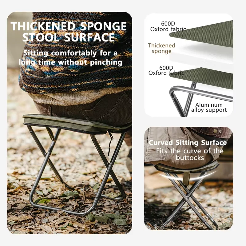 Naturehike Lightweight Outdoor Compact Portable Aluminium Alloy Folding Fishing Stool Collapsible Camping Seats Hiking Stool