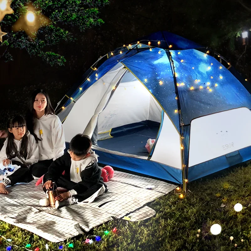 Star automatic tent outdoor rainstorm protection 3-4 people camping thickened rainproof 2 people outdoor camping
