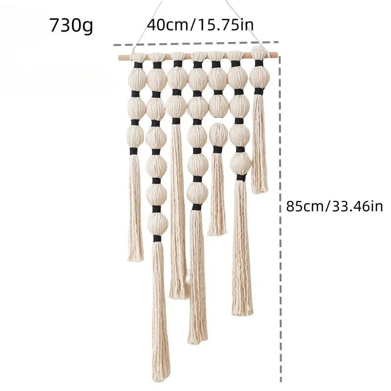 Nordic Style Handwoven Sphere Cotton Rope Minimalist Fringe Tapestries Gourd Shape Living Room Wall Decor Cotton Home Decoration