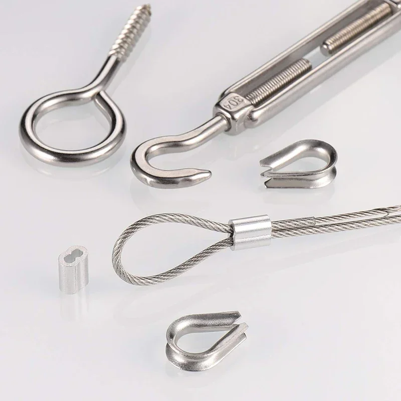 56PCS/Set 50 Meter Steel PVC Coated Flexible Wire Rope Soft Cable Transparent Stainless Steel Clothesline Diameter 2mm Kit