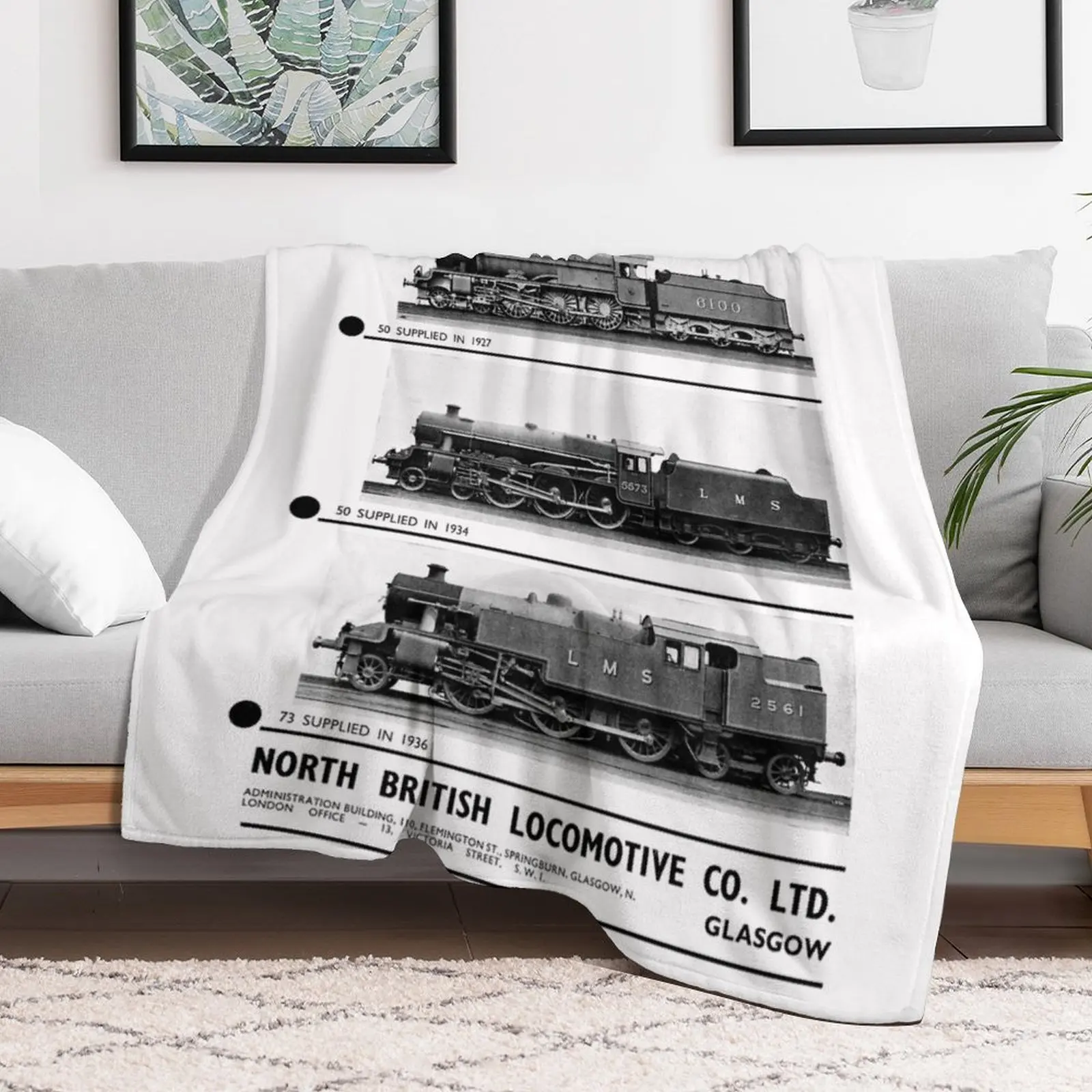 Vintage North British Locomotives advert, 1938 Throw Blanket Warm Accent Blanket for Living Room Decoration