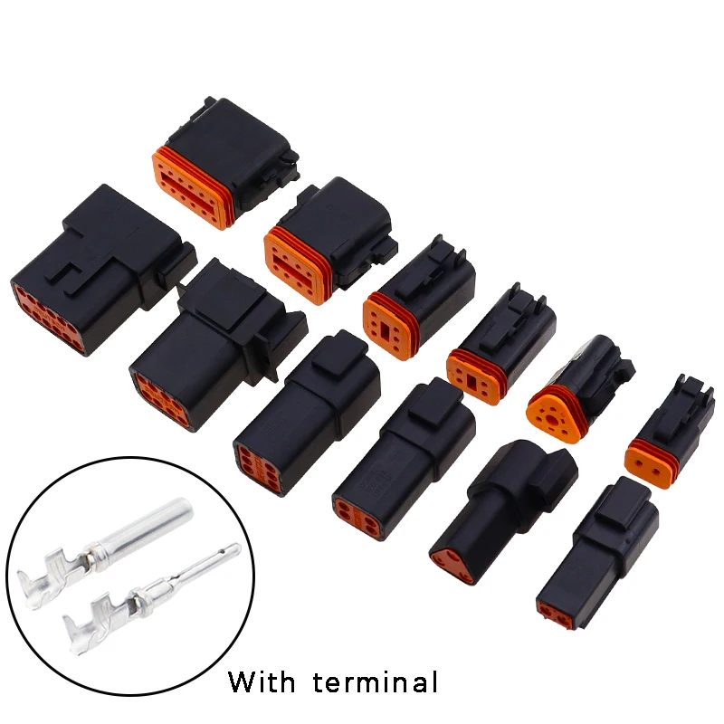 

1set Deutsch Black DT connector DT06-2S/DT04-2P 2P 3P 4P 6P 8P 12P waterproof electrical connector for car motor with pins