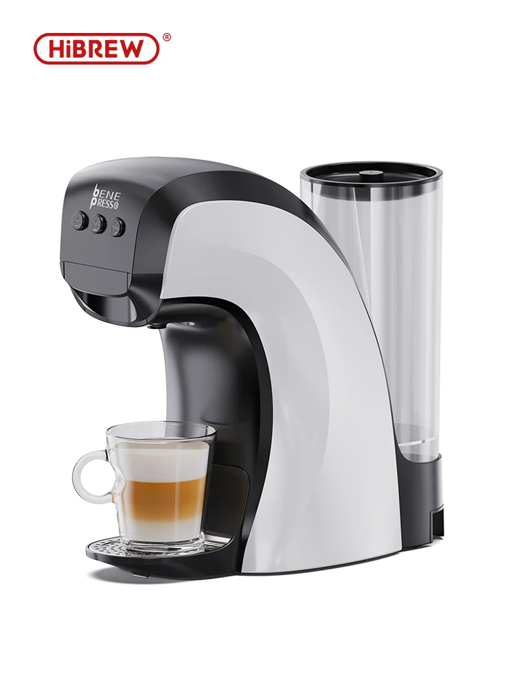HiBREW – cafetière à capsules 3 en 1, entièrement automatique, avec Mode chaud et froid, 20 bars, Nespresso Dolce Gusto, café moulu, Cappuccino H3B