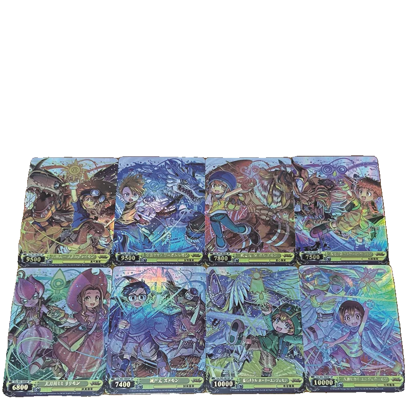 Digimon Adventure Self-Control Strengthening Trading Signature Flash Card, Anime Gift, Cartoon Flash Grossier, 8Pcs Set